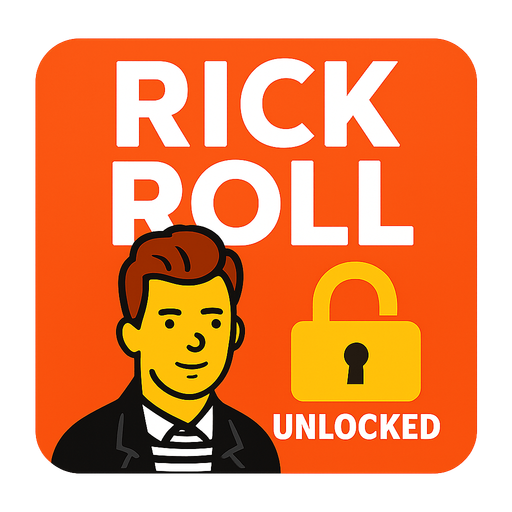 Rick roll unlocked button.
In-Game asset.  2d.  High contrast.  No shadows