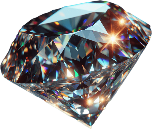 A shimmering diamond sparkles brilliantly,.