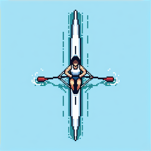 8 bit pixelatef olympic rowing canoe paddler, seen directly from above. gta 2 bird-eye perspective.
Single Game Texture. In-Game asset. 2d. Blank background. High contrast. No shadows.