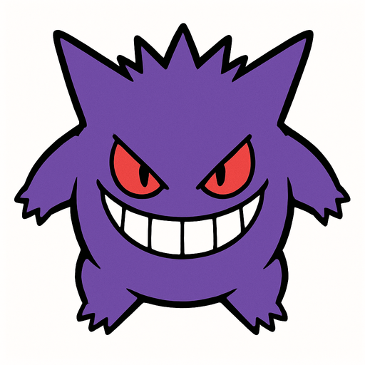 Gengar visto desde arriba.
In-Game asset.  2d.  High contrast.  No shadows