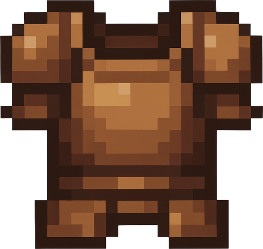 brown pixel light armor for 2d games.
In-Game asset.  2d.  High contrast.  No shadows