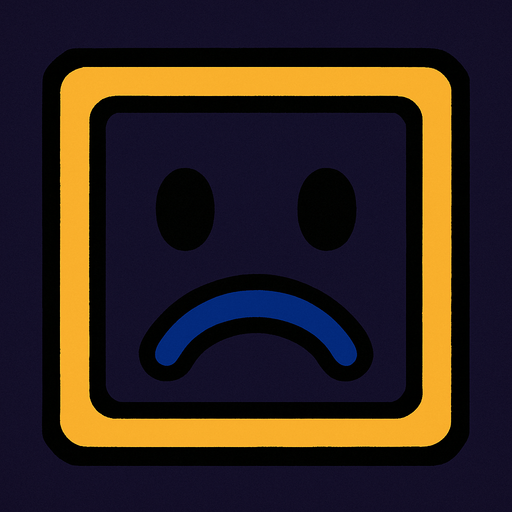 sad square.
In-Game asset.  2d.  High contrast.  No shadows
