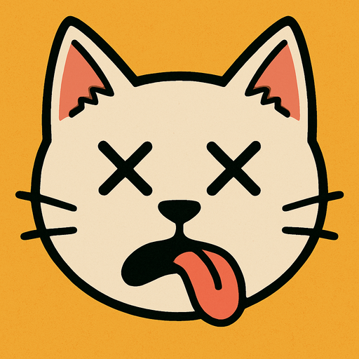 Create a symbol that’s just the white cats head looking straight forward with X’s for eyes and his tongue hanging out of the side of his mouth.