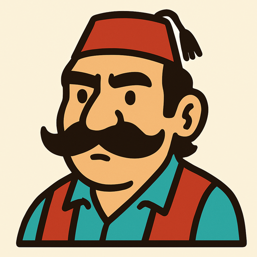 bıyıklı çaycı hüseyinin kafası olsun.
In-Game asset.  2d.  High contrast.  No shadows