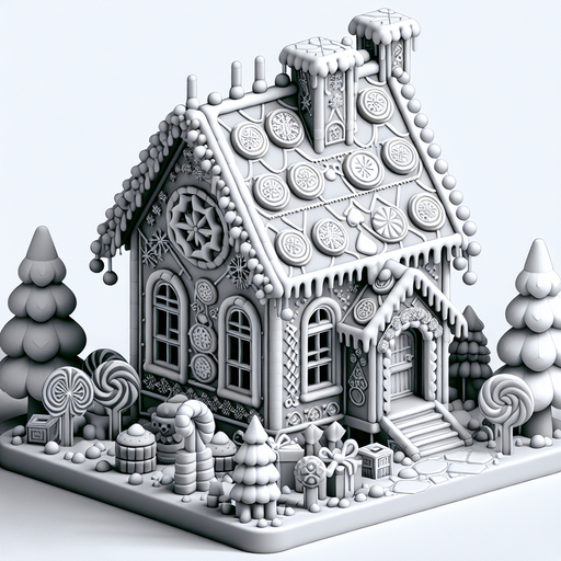 a christmas gingerbread house. plastic style. Single Game Texture. In-Game asset. 2d. Blank background. High contrast. No shadows.