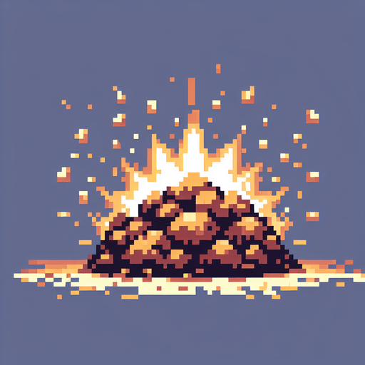 Single Game Texture. In-Game asset. 2d. Blank background. High contrast. No shadows. Pixel art in a SNES style that looks like something from castlevania. A ground explosion effect like something is coming out of the ground