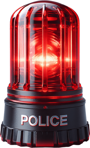 red flashing police alarm device asset from profile view