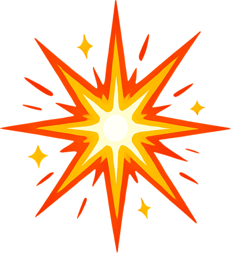 Yıldız patlama parlak.
In-Game asset.  2d.  High contrast.  No shadows