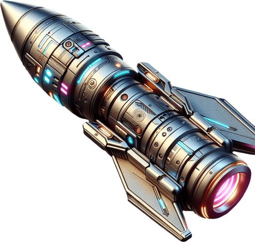 Mini rocket projectile from a video game. No background.