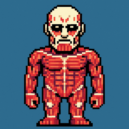 attack on titan 
colossal titan
pixel art.
In-Game asset.  2d.  High contrast.  No shadows
