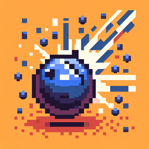 8-bit pixelated isometric blueberry projectile.
Single Game Texture. In-Game asset. 2d. Blank background. High contrast. No shadows.