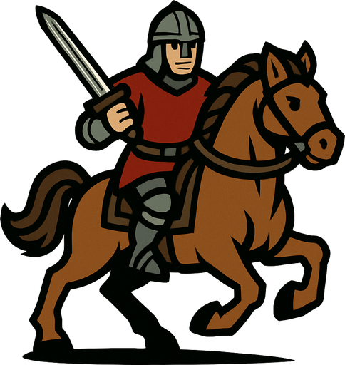 Atlı savaşçı asker.
In-Game asset.  2d.  High contrast.  No shadows