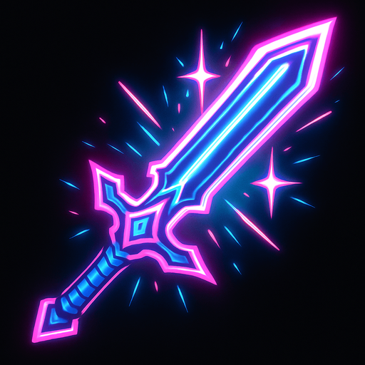 Sword, effect grand master neon.
In-Game asset.  2d.  High contrast.  No shadows