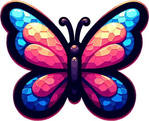 butterfly.
Single Game Texture. In-Game asset. 2d. Blank background. High contrast. No shadows.