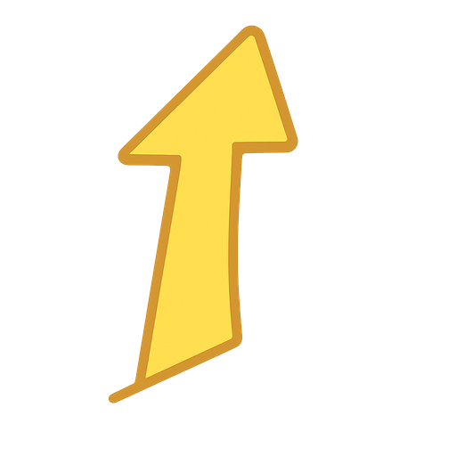 yellow arrow. No background. Transparent background. Blank background. No shadows. 2d. In-Game asset. flat