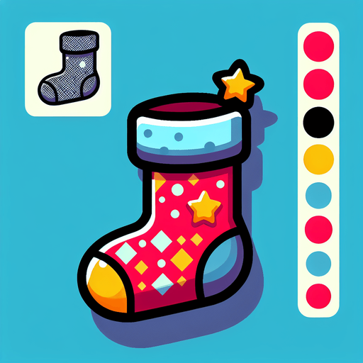 Cartoon Christmas stocking 
Single Game Texture. In-Game asset. 2d. Blank background. High contrast. No shadows.