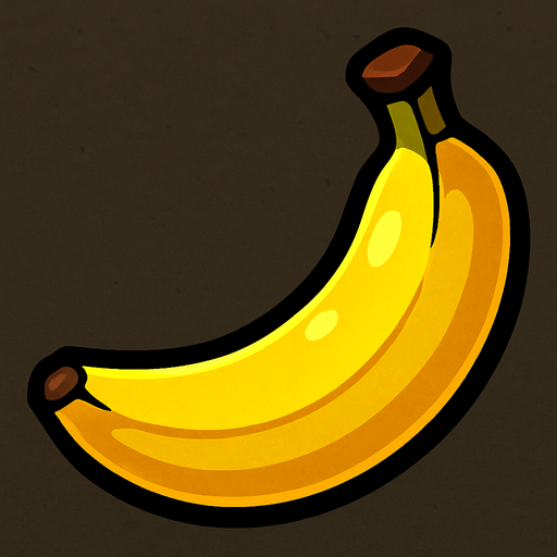 fruit_banana.
In-Game asset.  2d.  High contrast.  No shadows