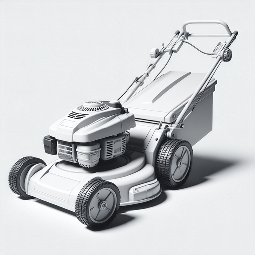 White lawnmower.
Single Game Texture.  In-Game asset.  2d.  Blank background.  High contrast.  No shadows