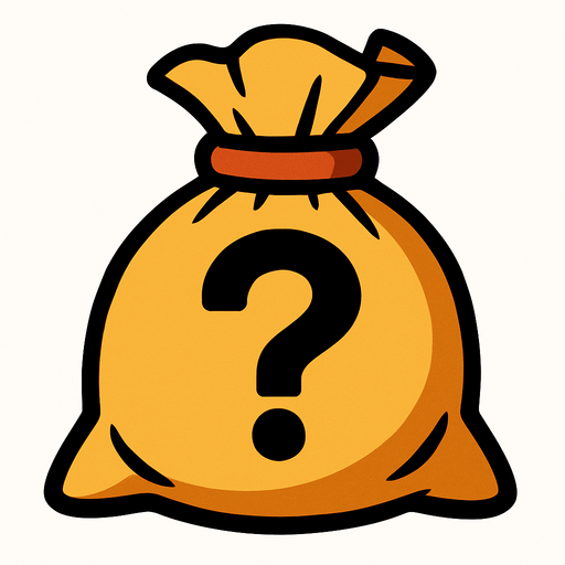 soru işareti olan bir torba.
In-Game asset.  2d.  High contrast.  No shadows