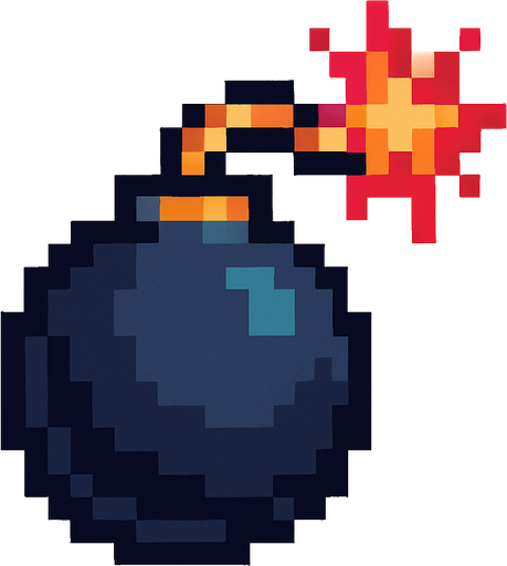 Bomba pixel.
In-Game asset.  2d.  High contrast.  No shadows