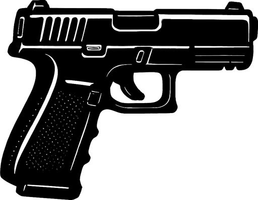 Pistola negra.
In-Game asset.  2d.  High contrast.  No shadows