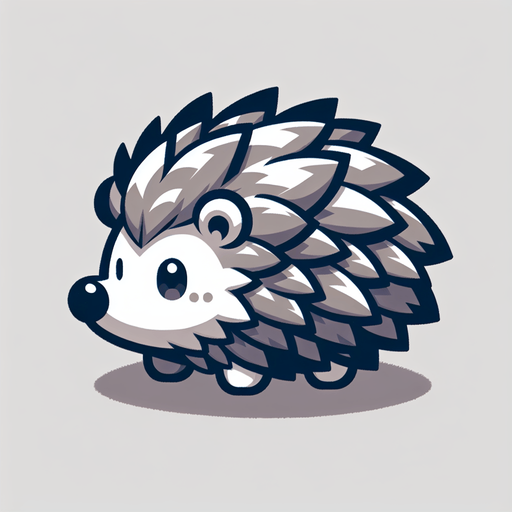 a hedgehog.
Single Game Texture. In-Game asset. 2d. Blank background. High contrast. No shadows.