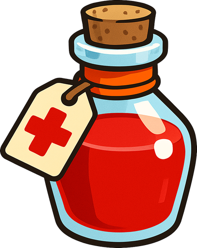 Draw a health elixir..
In-Game asset.  2d.  High contrast.  No shadows