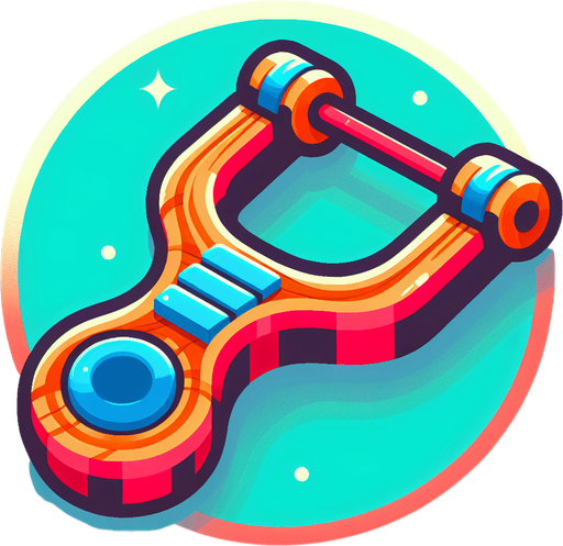 cartoon looking slingshot.
Single Game Texture. In-Game asset. 2d. Blank background. High contrast. No shadows.