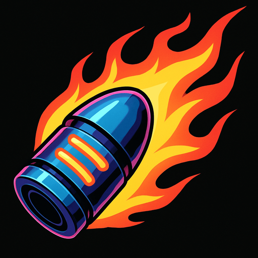 Bala de fuego futurista.
In-Game asset.  2d.  High contrast.  No shadows