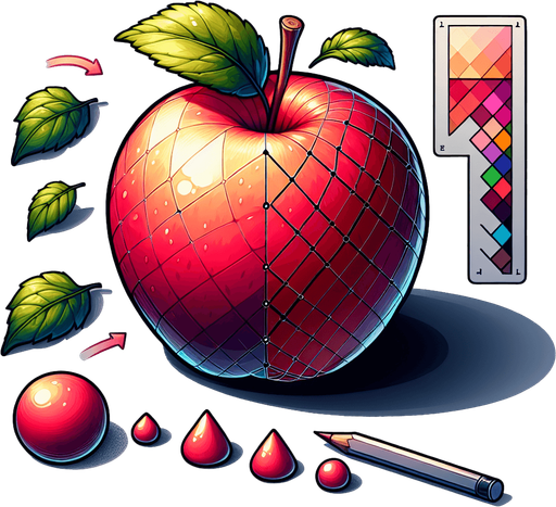 apple fruit.
Single Game Texture.  In-Game asset.  2d.  Blank background.  High contrast.  No shadows