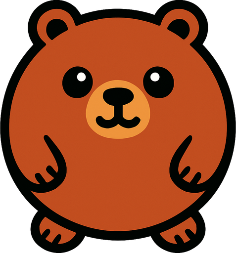 un oso redondo.
In-Game asset.  2d.  High contrast.  No shadows
