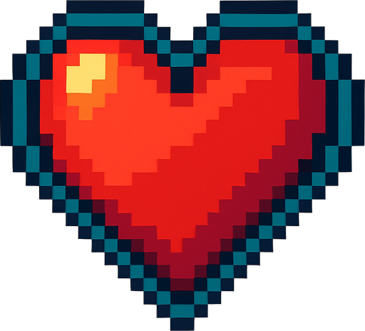 A VERY COOL PIXEL HEART.
In-Game asset.  2d.  High contrast.  No shadows