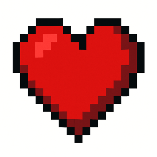 corazon de pixeles.
In-Game asset.  2d.  High contrast.  No shadows