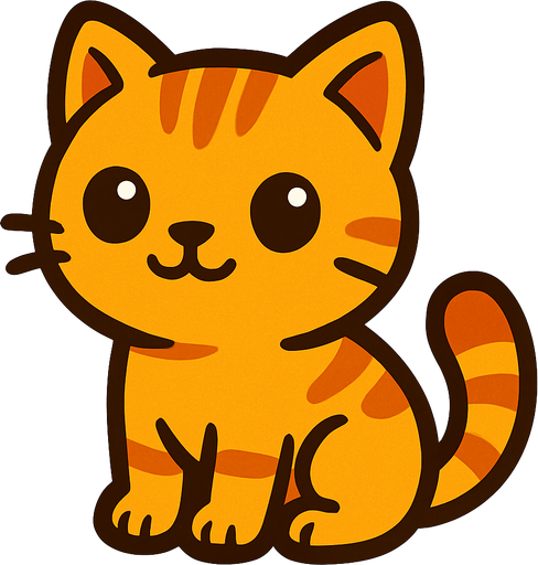 turuncu tatlı kedi.
In-Game asset.  2d.  High contrast.  No shadows