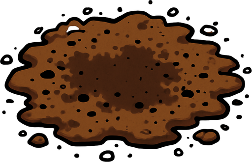 Make a dirty patch of dirt.
In-Game asset.  2d.  High contrast.  No shadows