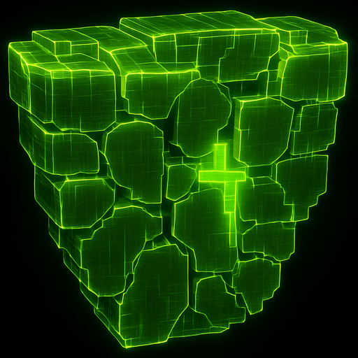Glowing yellow-green cyberpunk neon hologram 3d