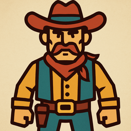Cowboy.
In-Game asset.  2d.  High contrast.  No shadows