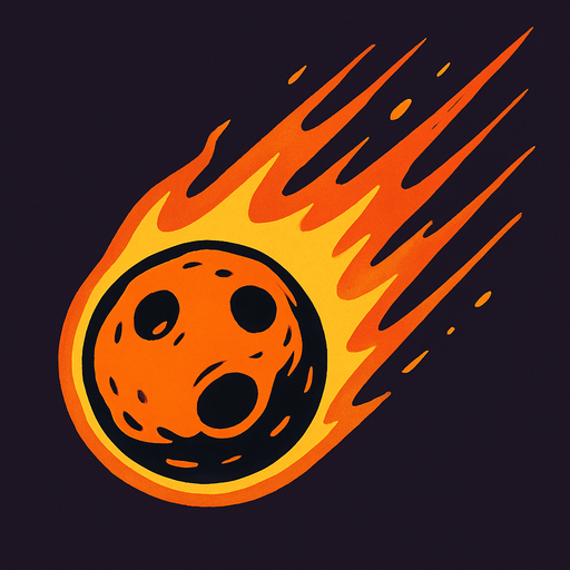 düşen bir meteor resmi.
In-Game asset.  2d.  High contrast.  No shadows