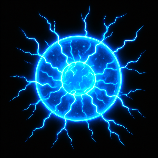 Electric blue plasma ball.
In-Game asset.  2d.  High contrast.  No shadows