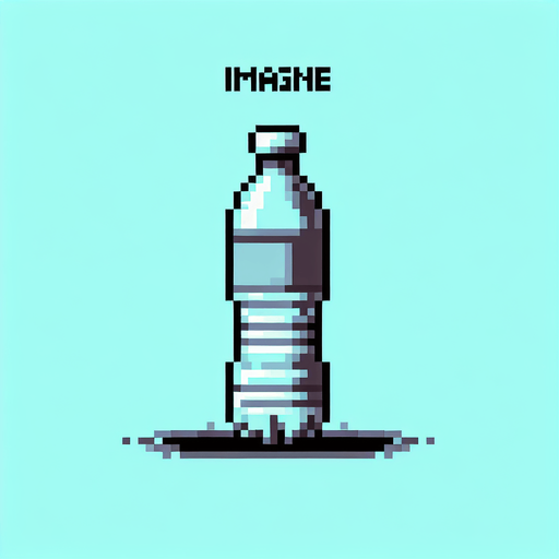 pixel art, a water bottle.
Blank background. High contrast. No shadows.