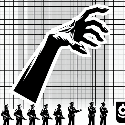 Police has a long hand.
Single Game Texture. In-Game asset. 2d. Blank background. High contrast. No shadows.