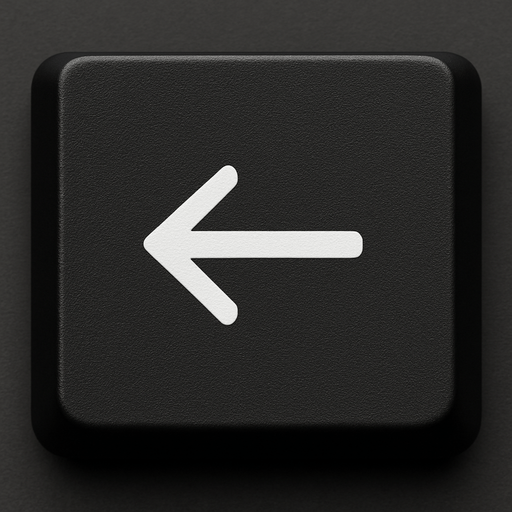 BLACK BACKSPACE BUTTON BUT JUST THE BACKWARD ARROW. FRONT VIEW