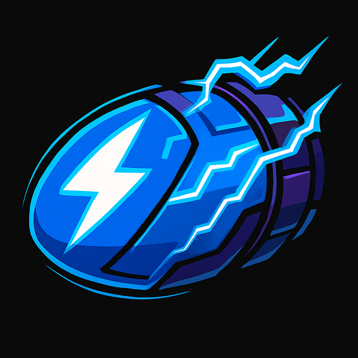 Bala electrica futurista.
In-Game asset.  2d.  High contrast.  No shadows