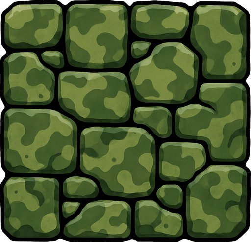 stone, cell for wall. color green camouflage
In-Game asset.  2d.  High contrast.  No shadows