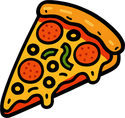 Pizza.
In-Game asset.  2d.  High contrast.  No shadows
