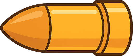 bullet. No background. Transparent background. Blank background. No shadows. 2d. In-Game asset. flat