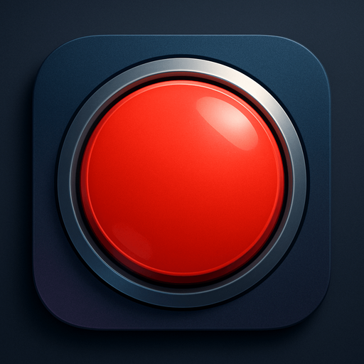 Modern App Store icon, high definition, square with rounded corners, for a game titled "Red Button Clicker" and with the description "Tap the red button to earn points and unlock bonuses that multiply your scoring power in this addictive clicker game.". No text on icon!