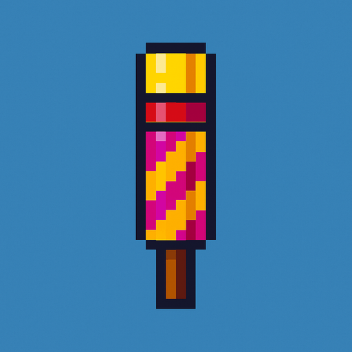 Confetti stick, 2d pixel art vertical. no papers only stick.
In-Game asset.  2d.  High contrast.  No shadows