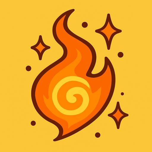 an orange magic.
In-Game asset.  2d.  High contrast.  No shadows