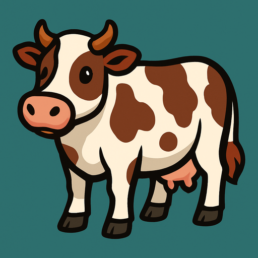 Cow.
In-Game asset.  2d.  High contrast.  No shadows